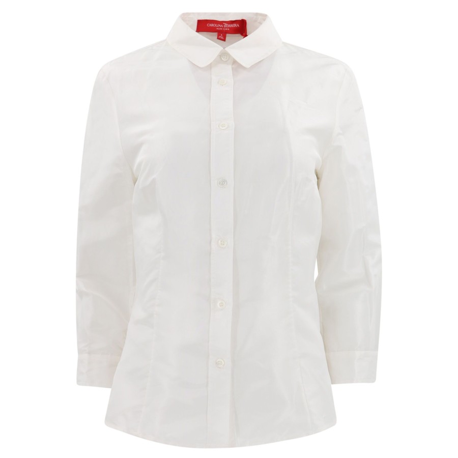 Clothing Carolina Herrera | Silk Taffeta Collared Shirt White