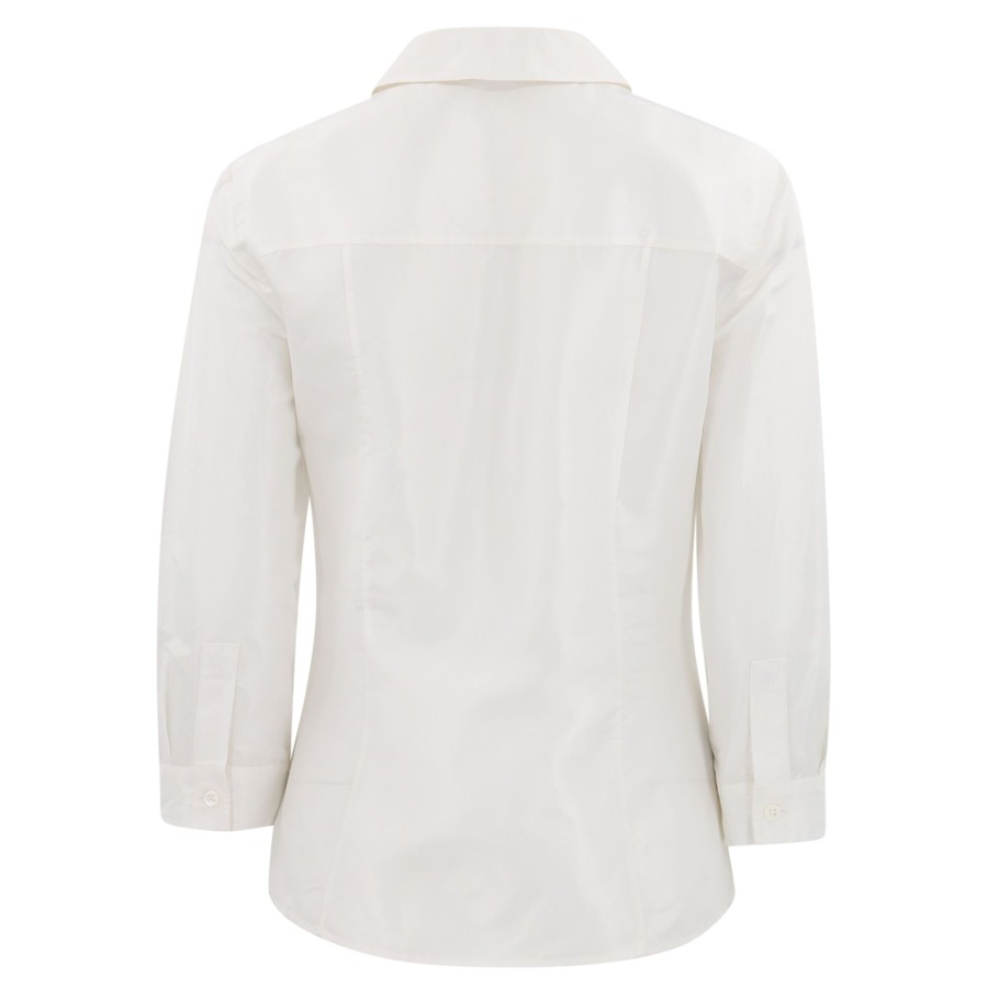 Clothing Carolina Herrera | Silk Taffeta Collared Shirt White
