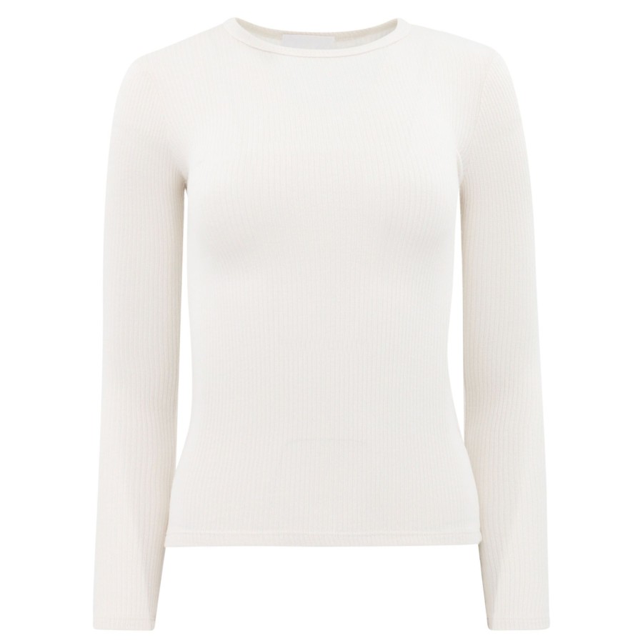 Clothing Sablyn | Quincy Long Sleeve Rib Shirt Gardenia