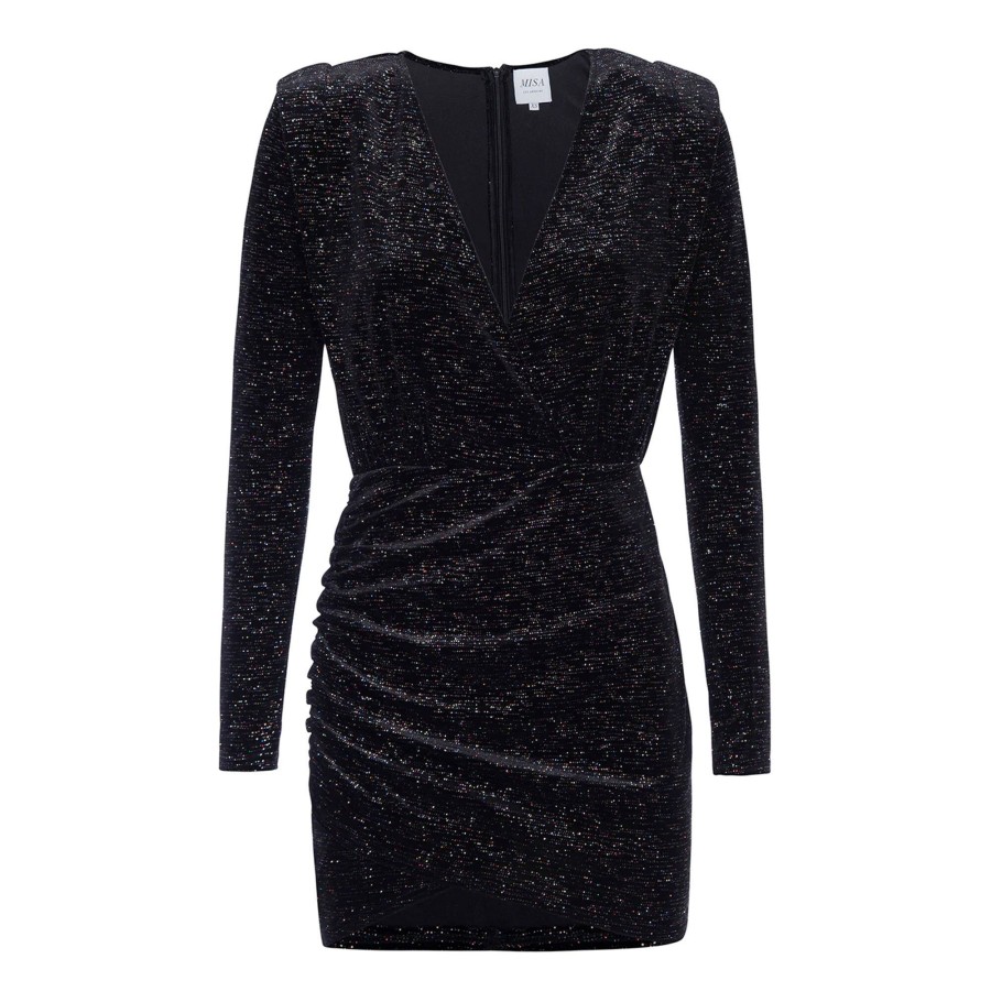Clothing Misa | Diviana Metallic Knit Mini Dress Astral Dusted