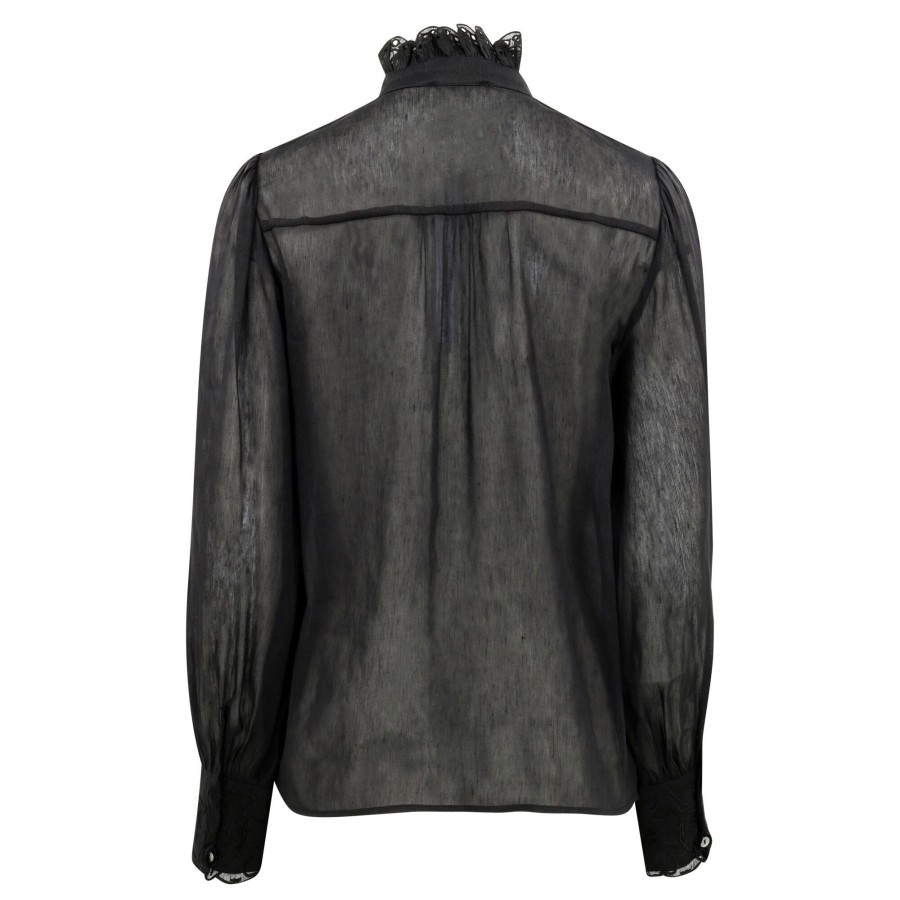 Clothing Christy Lynn | Madison Organza Embroidered Blouse Black