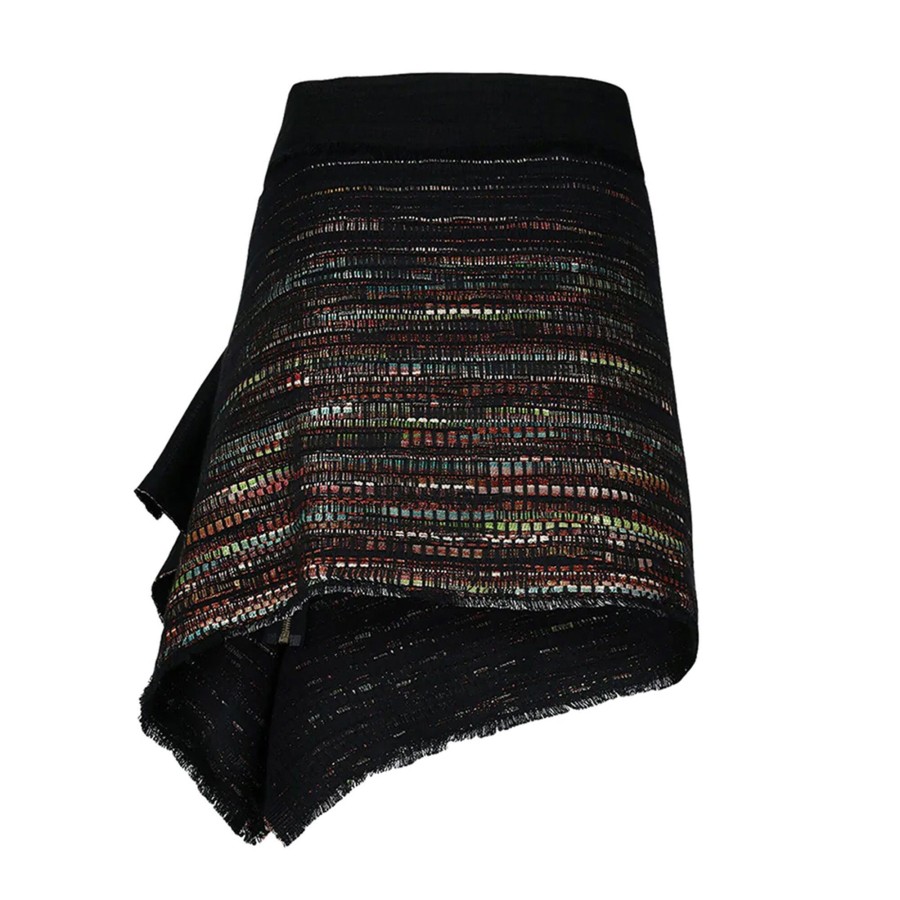 Clothing Sandra Weil | Zifio High Low Mini Skirt Black Metallic