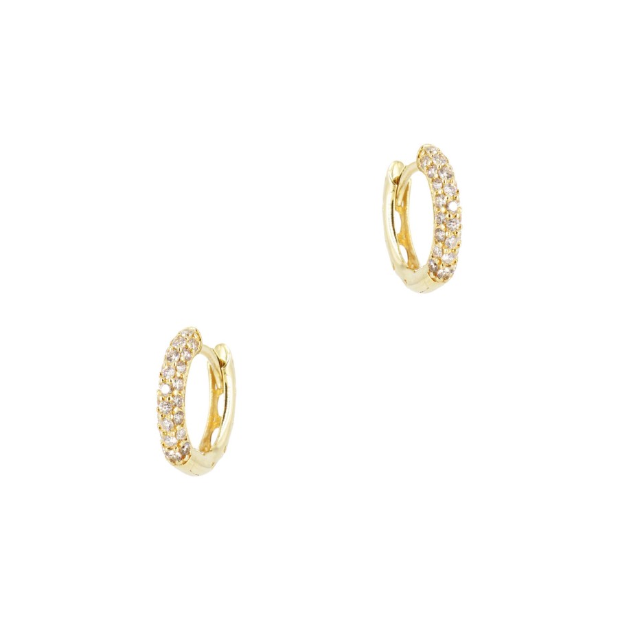 Jewelry Cindy Ensor | Triple Row Diamond Huggies Gold