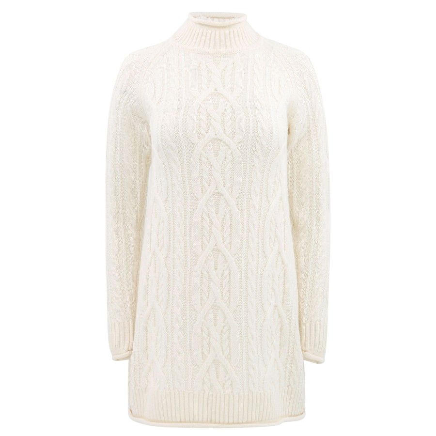 Clothing Loulou Studio | Layo Turtleneck Cable Knit Dress Ivory