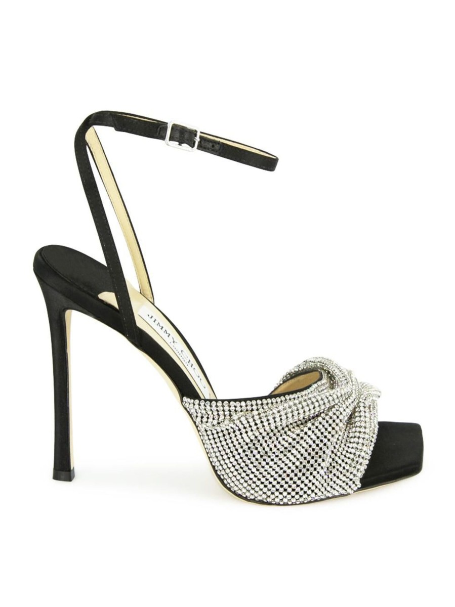 Shoes Jimmy Choo | Naria 110Mm Crystal Mesh Sandals Blackcry