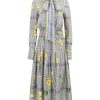 Clothing Oscar de la Renta | Nasturtium Plaid-Print Neck-Tie Shirtdress Ivory Multi