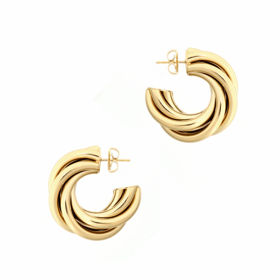 Jewelry Gas Bijoux | Atik Gold Tube Twist Hoop Earring Royale Gold