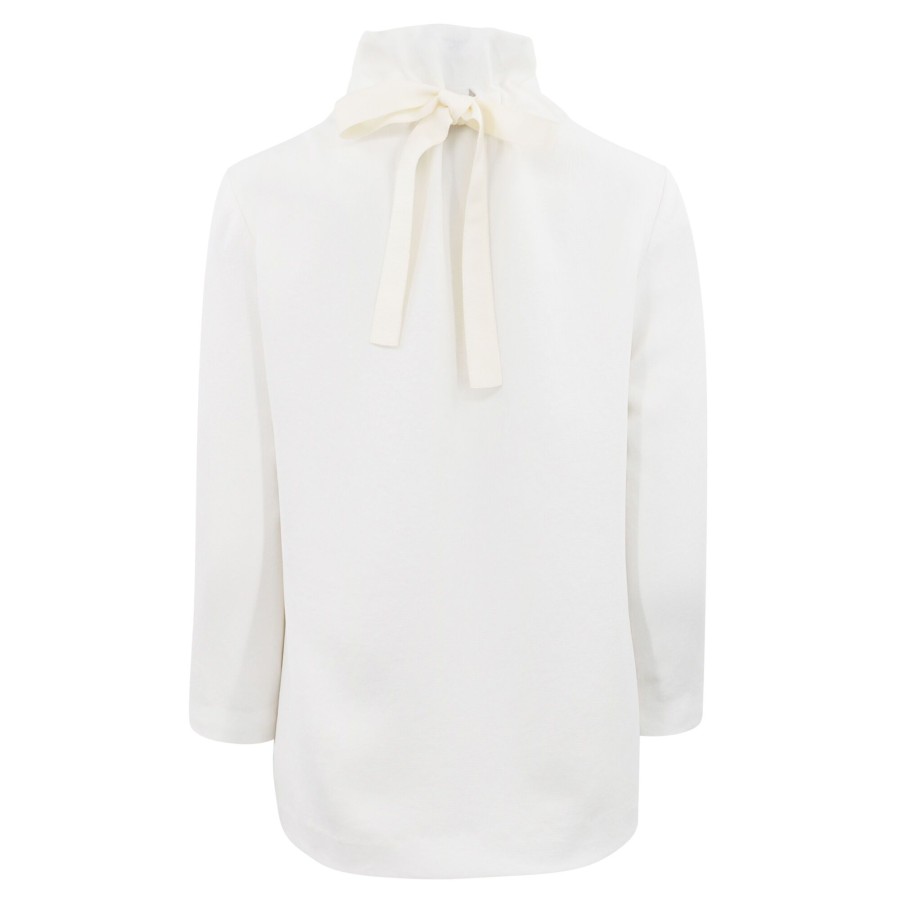 Clothing KZ_K Studio | Margaret Tie Back Blouse White