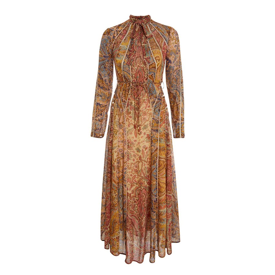 Clothing Zimmermann | Luminosity Panelled Midi Dress Multi Paisley Stripe
