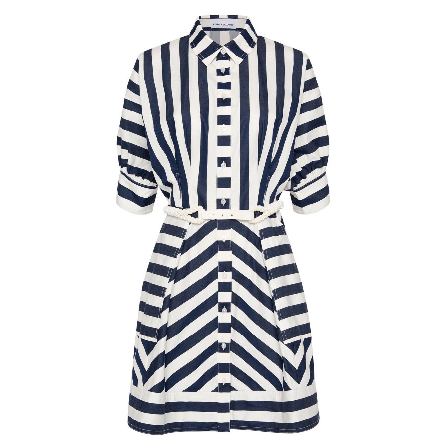 Clothing Rebecca Vallance | Katerina Mini Dress Navy Stripe
