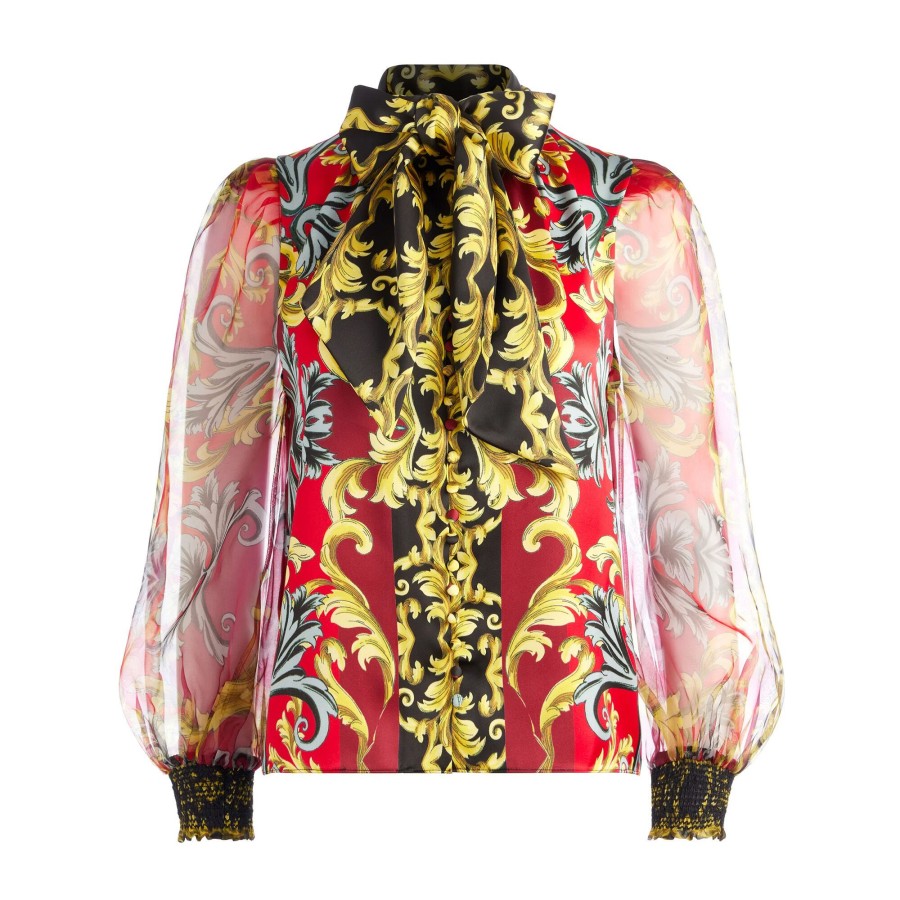 Clothing Alice + Olivia | Brentley Tie Neck Blouse Regal Romance Bordeaux