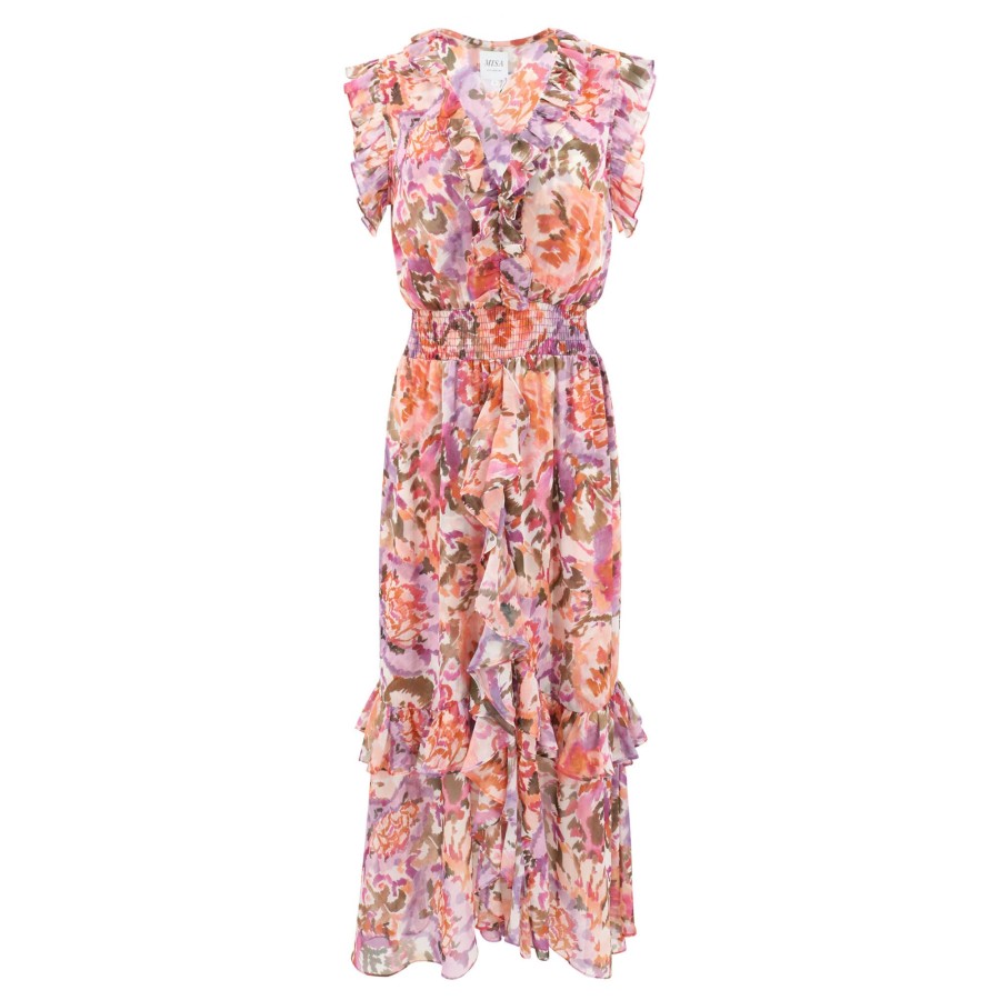 Clothing Misa | Kidada Tiered-Ruffle Chiffon Dress Sunset Multi