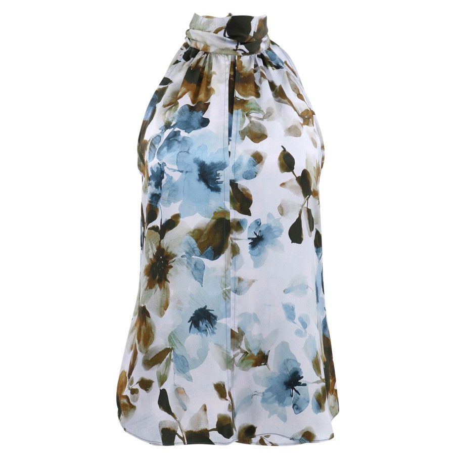 Clothing Go Silk | Go Over The Bow Blouse Blue Print