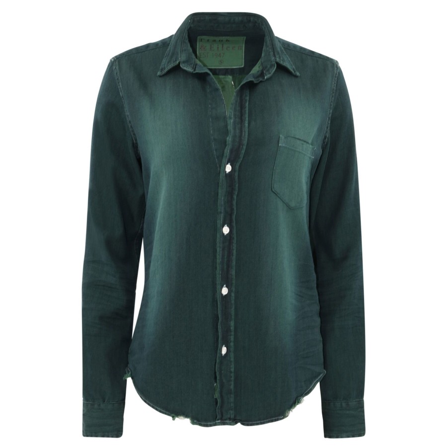 Clothing Frank & Eileen | Barry Tailored Button Up Shirt Overdyed Indigo Green