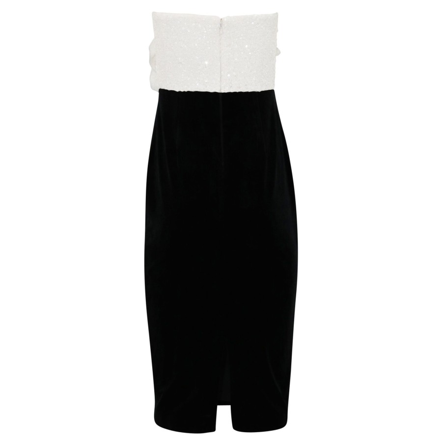 Clothing Badgley Mischka | Rosette Bodice Dress Black/White