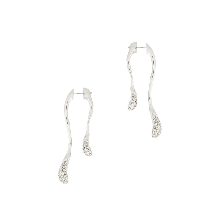 Jewelry Alexis Bittar | Solanales Crystal Front Back Double Drop Earrings Rhodium