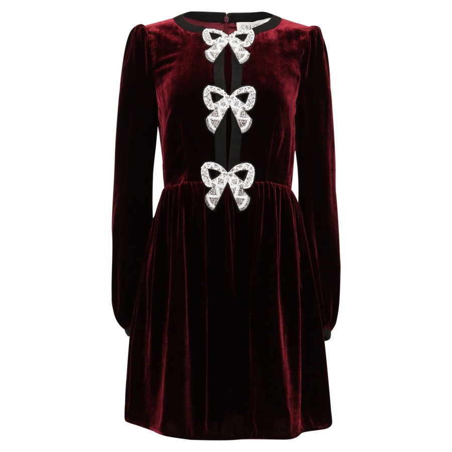 Clothing Saloni | Camille Bows Mini Dress Burgundy