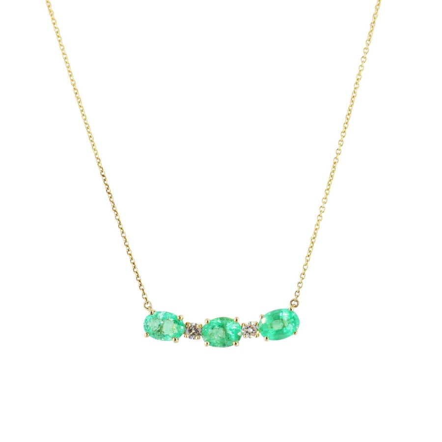 Jewelry Kastel Designs | Trinity Emerald Necklace 14K Yellow Gold
