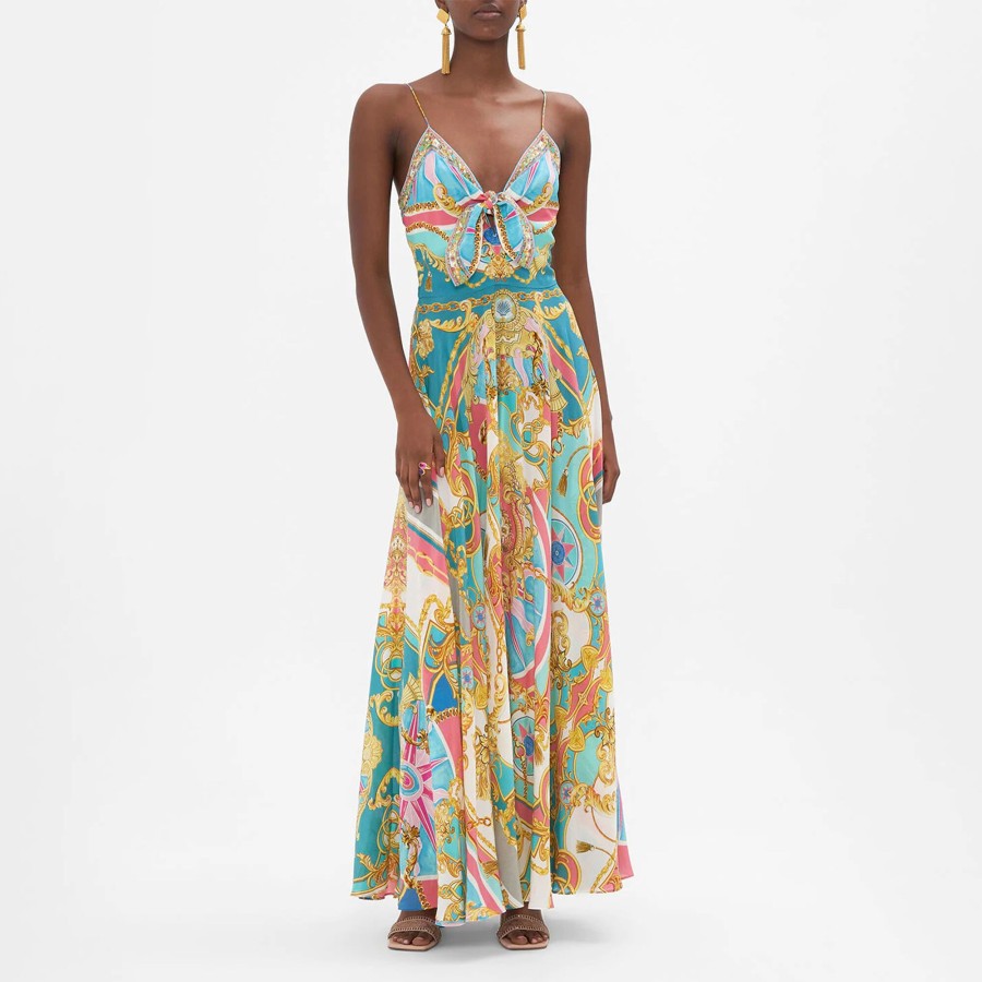 Clothing Camilla | Long Dress With Tie Front Sail Away With Me