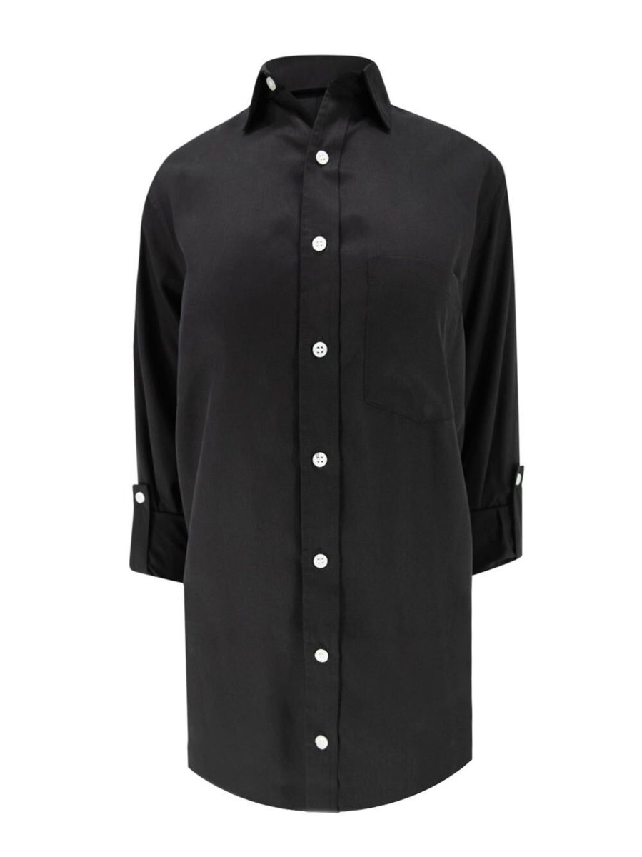 Clothing Emily Phillips | The Girlfriend Tencel Shirt Black