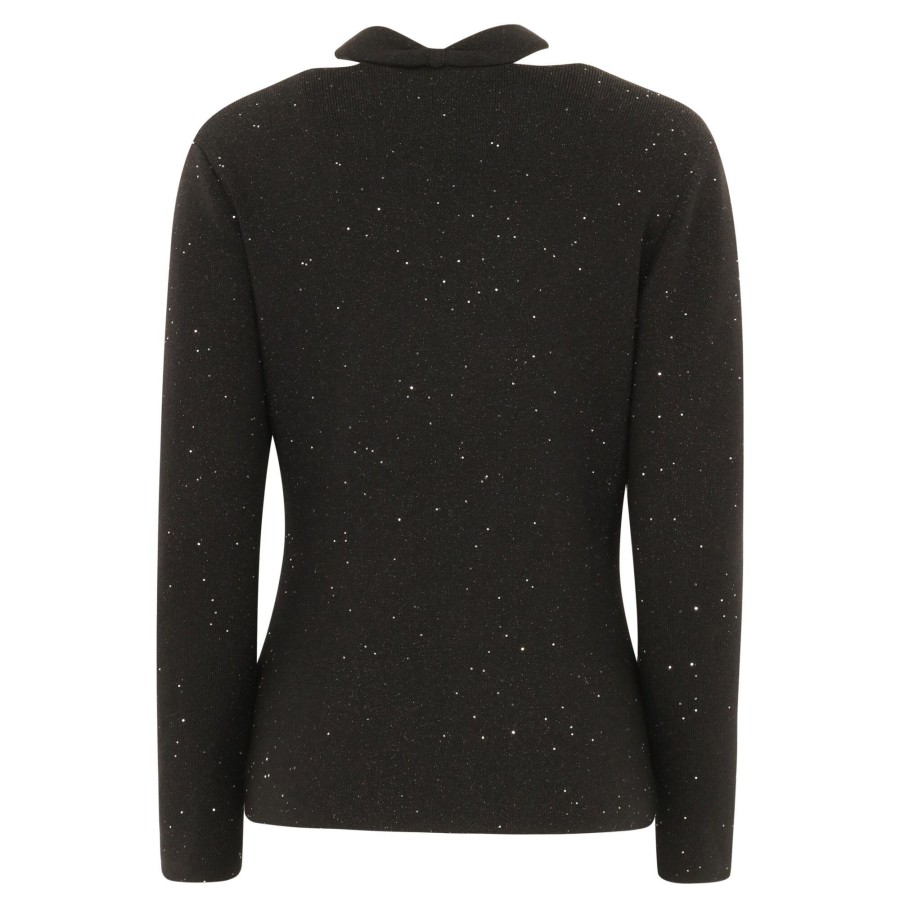 Clothing Ecru | Scarf Neck Sweater Black