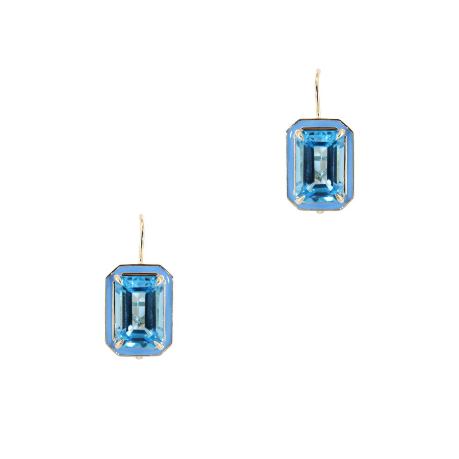 Jewelry Alison Lou | Rectangle Cocktail Drops Blue Topaz