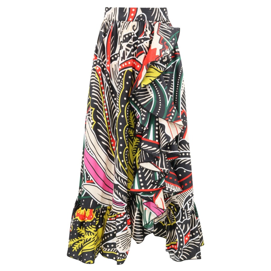 Clothing Figue | Samira Cascading Ruffle Skirt Multi Black