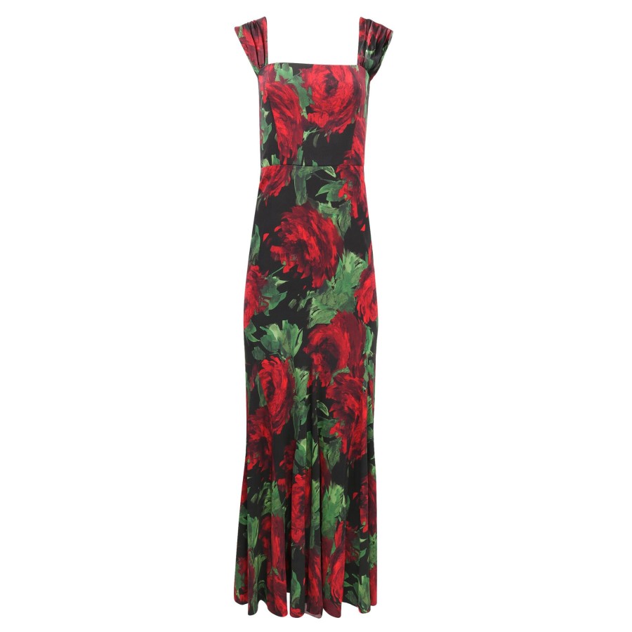 Clothing Alice + Olivia | Azra Maxi Dress Cloud Floral Bordeaux