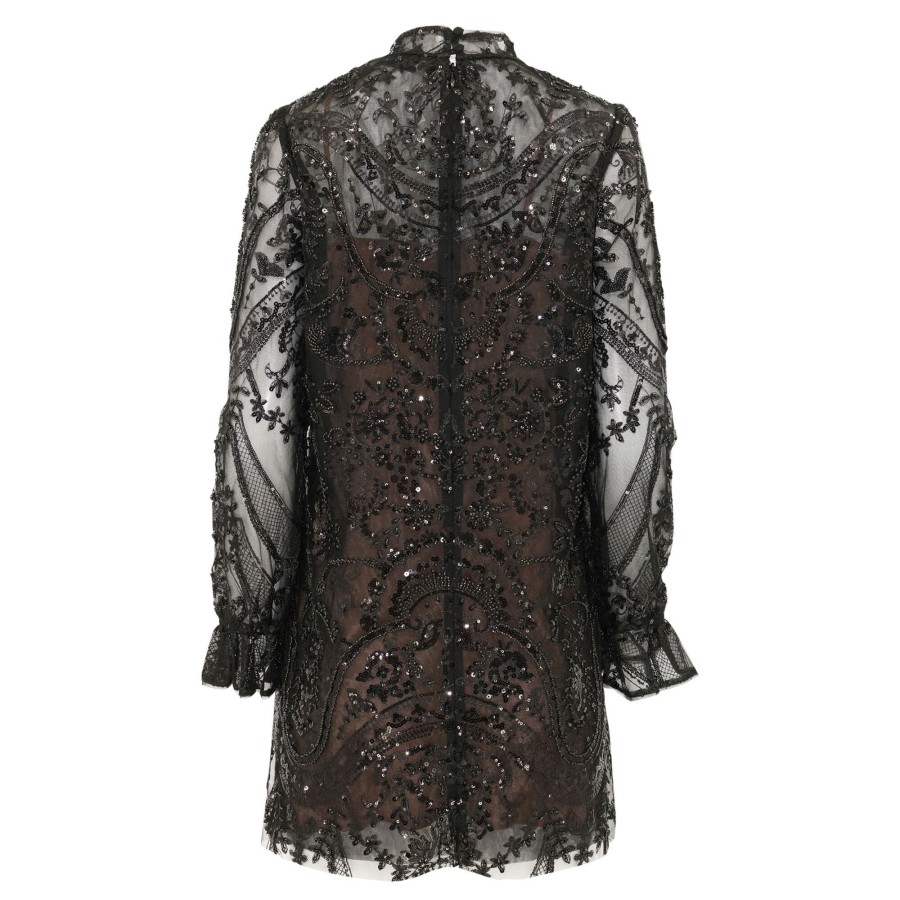 Clothing Self-Portrait | Paisley Sequin Mini Dress Black