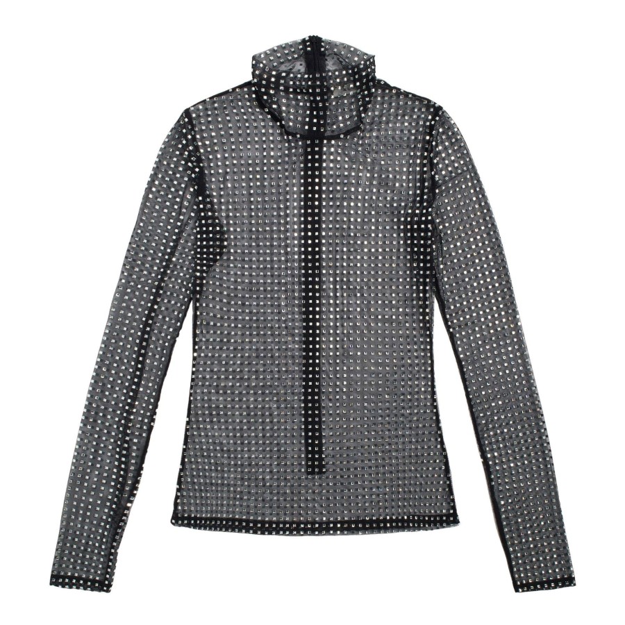 Clothing A.L.C. | James Rhinestone Mesh Top Black/Silver