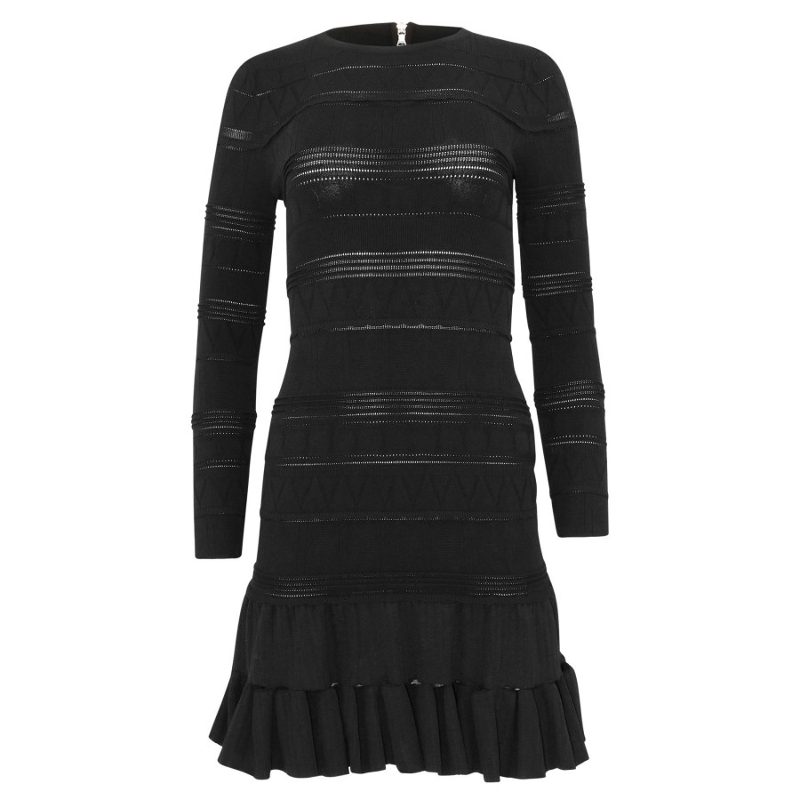 Clothing Milly | Petra Knit Ruffle Mermaid Dres Black