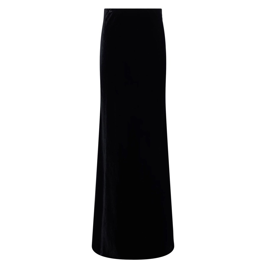 Clothing L'Agence | Zeta Velvet Maxi Skirt Black