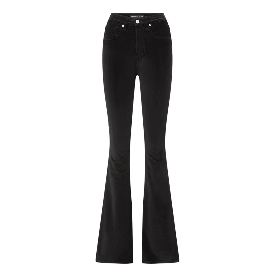 Clothing Veronica Beard | Beverly Velvet Skinny Flare Pant Black