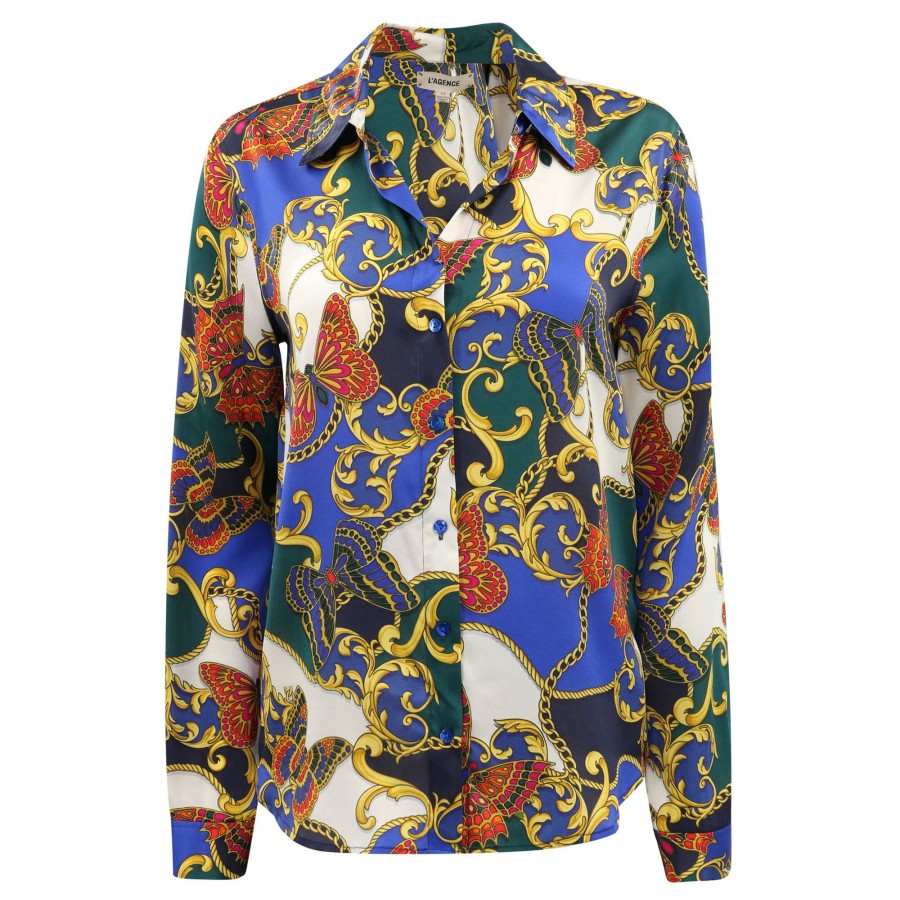 Clothing L'Agence | Tyler Long Sleeve Shirt Butterfly Chain