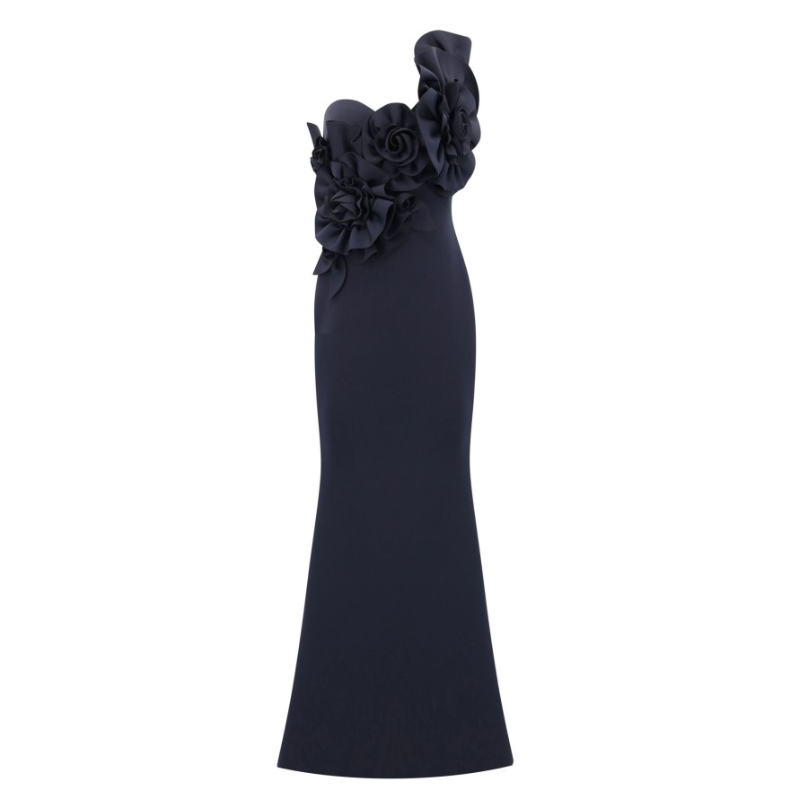 Clothing Badgley Mischka | One Shoulder Mermaid Gown Marine