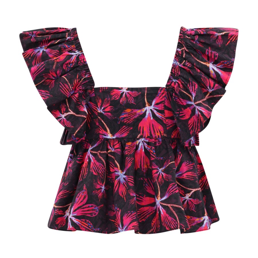 Clothing Ulla Johnson | Romi Floral Poplin Top Zinnia