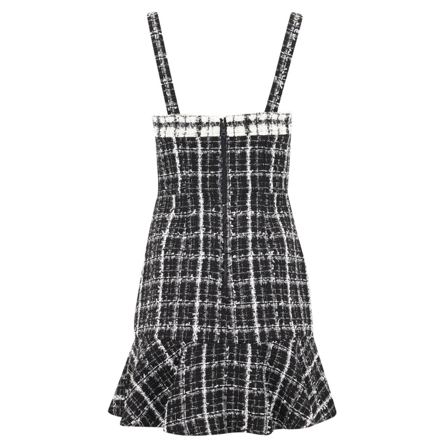 Clothing Alice + Olivia | Kaidra Square Neck Tweed Mini Dress Black/White