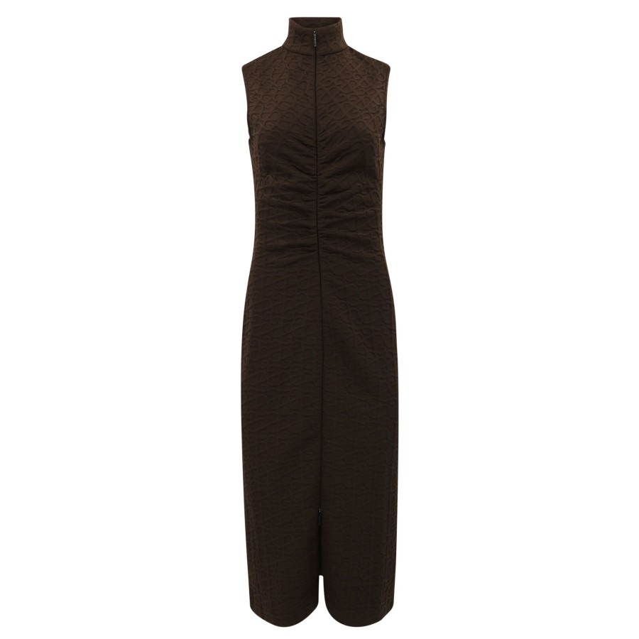 Clothing Stine Goya | Dream Sleeveless Jacquard Dress Sg Logo Brown