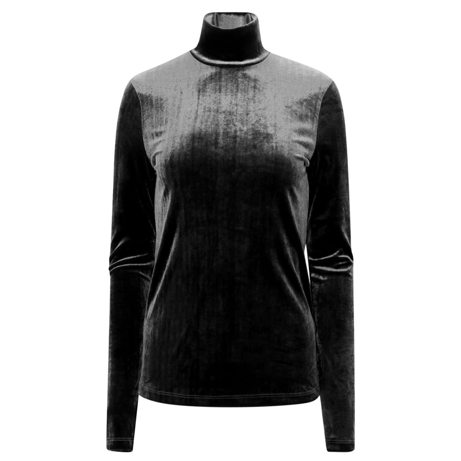 Clothing Agolde | Pascale Velvet Turtleneck Black