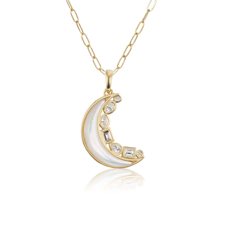 Jewelry Sorellina | Mini Monroe Crescent Moon Necklace Pearl
