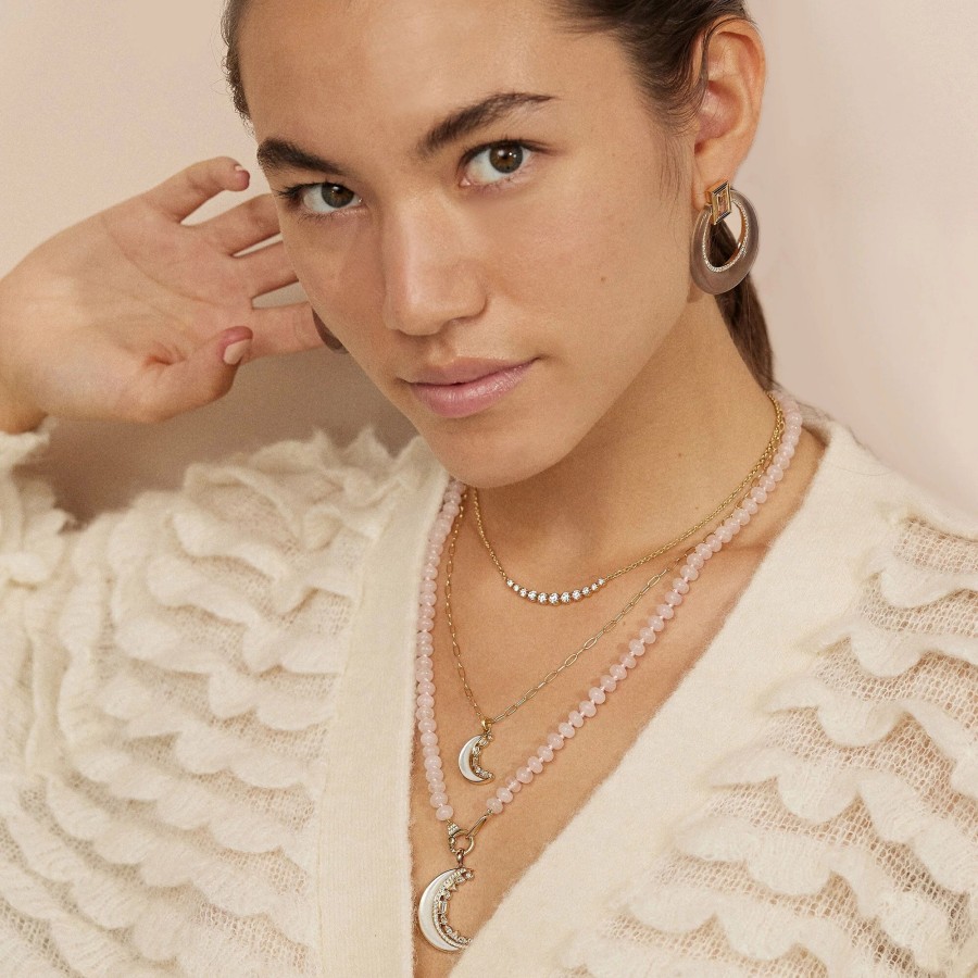 Jewelry Sorellina | Mini Monroe Crescent Moon Necklace Pearl