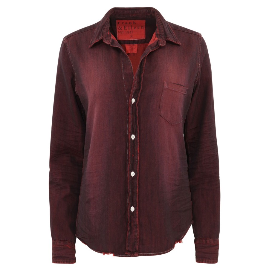 Clothing Frank & Eileen | Barry Tailored Button Up Shirt Overdyed Indigo Red