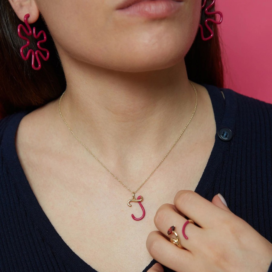 Jewelry Bea Bongiasca | Letter J Charm Necklace Amarena