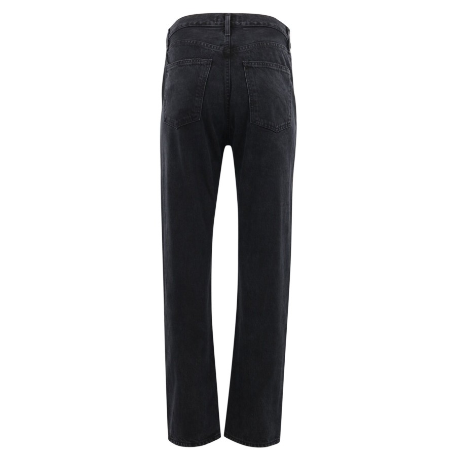 Clothing Agolde | Ryder Straight-Leg Leather Patch Jean Ink Detox