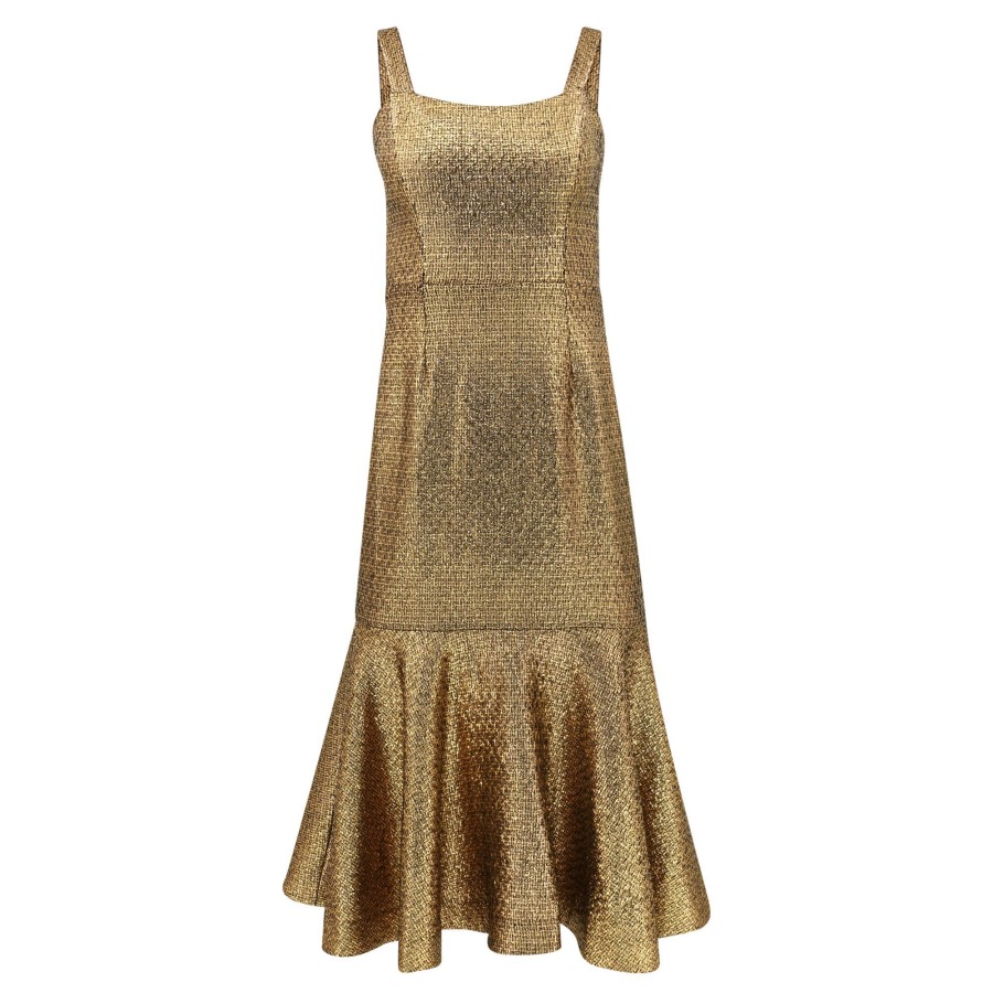 Clothing Mestiza | Jody Metallic Midi Dress Royale Gold