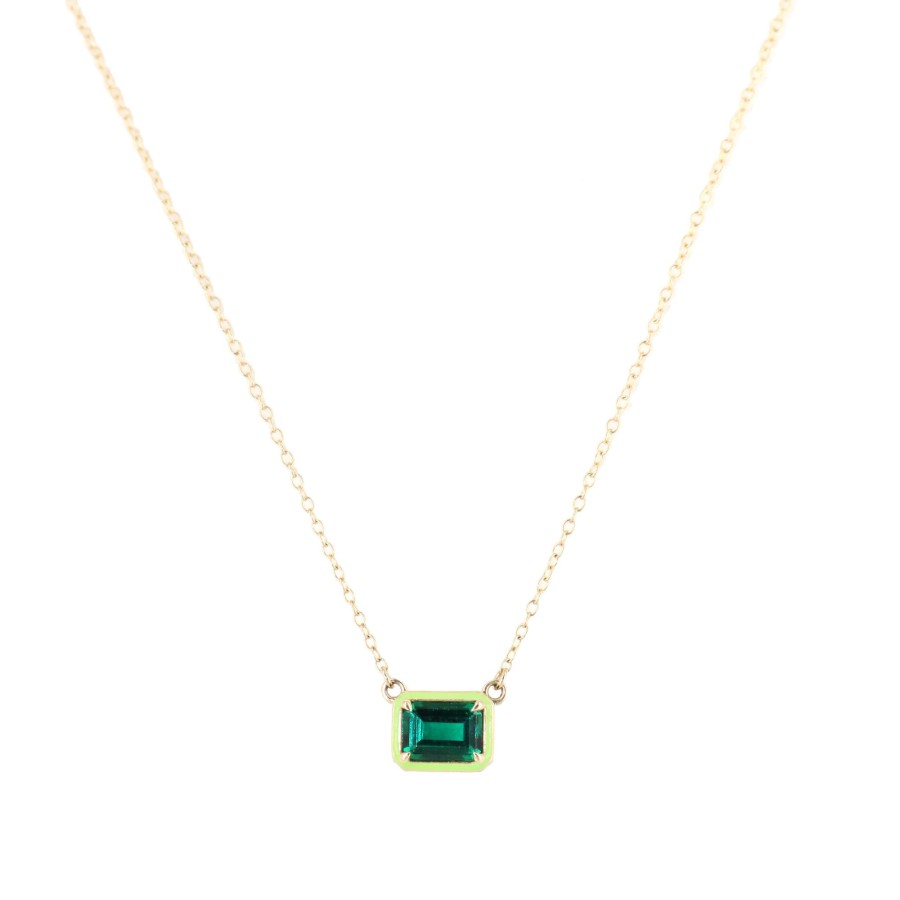 Jewelry Alison Lou | Rectangle Cocktail Necklace Emerald