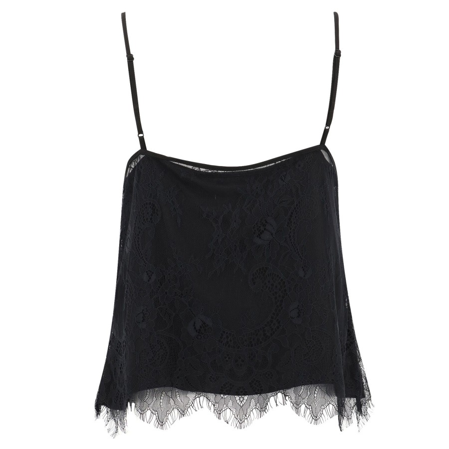 Clothing Sea | Bethany Lace Tank Top Black