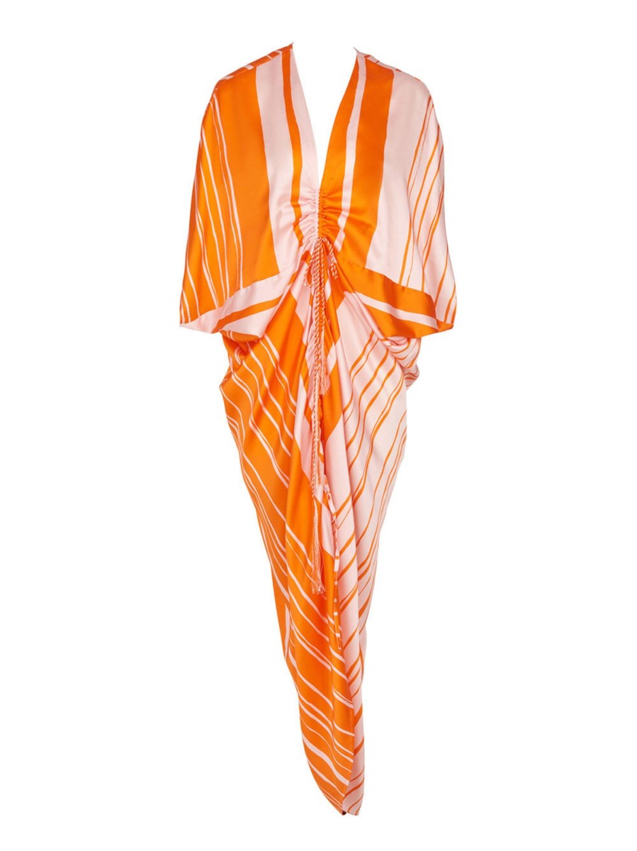 Clothing Silvia Tcherassi | Cloister Ruched Colorblocked Midi Dress Orangepi