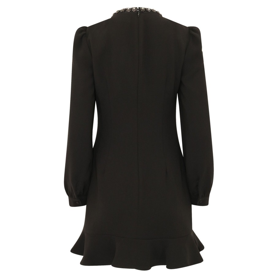 Clothing Self-Portrait | Crepe Embellished Tunic Black