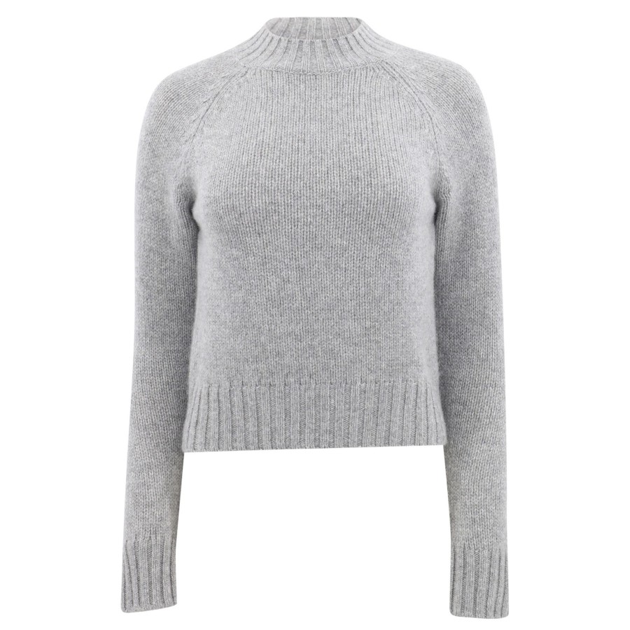 Clothing Vince | Shrunken Mock Neck Sweater Heather Silver Dust